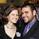 Alison Brill (left) with Lavender Rhino Award honoree Robbie Samuels