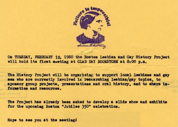 History Project flyer from 1980