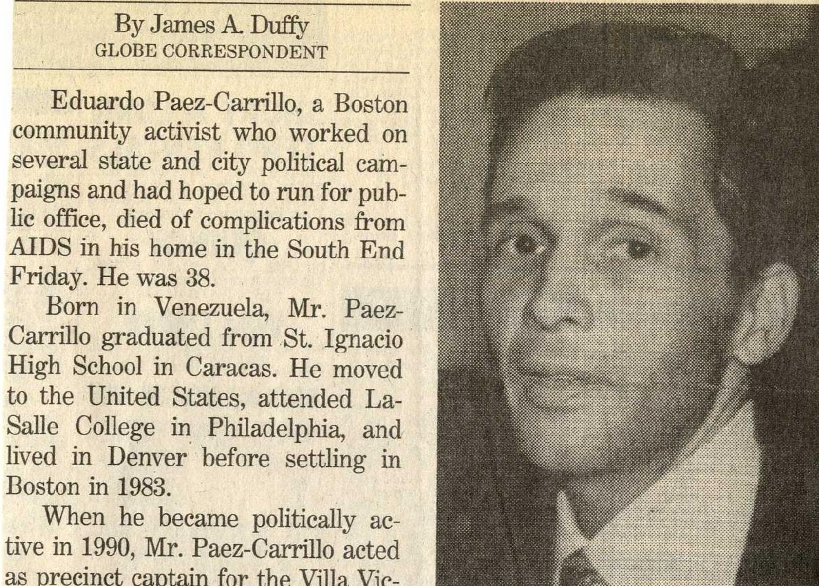 Obituary of Eduardo Paez-Carrillo dated Sept. 1, 1995