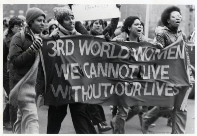 Members of Combahee River Collective at the March and Rally for Bellana Borde against Police Brutality (Boston, January 15, 1980), Photograph by Susan Fleischmann